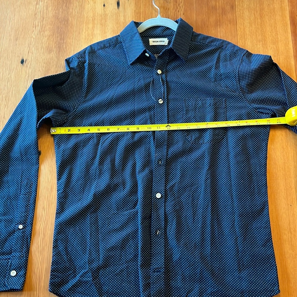 Taylor Stitch Blue button down with white polka dots, new without tag